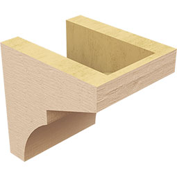 Ekena Millwork - CORUR055X06X06MONRCPR - Timberthane Faux Wood Corbel, Monterey Style, 5 1/2"W x 6"D x 6"H, Primed Tan