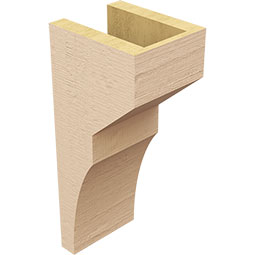 Ekena Millwork - CORUR055X06X14MONRCPR - Timberthane Faux Wood Corbel, Monterey Style, 5 1/2"W x 6"D x 14"H, Primed Tan