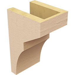 Ekena Millwork - CORUR055X06X10MONRCPR - Timberthane Faux Wood Corbel, Monterey Style, 5 1/2"W x 6"D x 10"H, Primed Tan