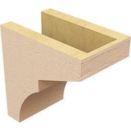 Ekena Millwork - CORUR055X08X08MONRCPR - Timberthane Faux Wood Corbel, Monterey Style, 5 1/2"W x 8"D x 8"H, Primed Tan