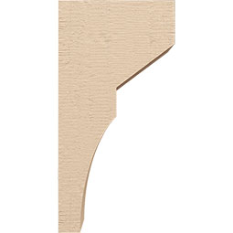 Ekena Millwork - CORUR055X08X16MONRCPR - Timberthane Faux Wood Corbel, Monterey Style, 5 1/2"W x 8"D x 16"H, Primed Tan