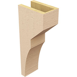 Ekena Millwork - CORUR055X08X20MONRCPR - Timberthane Faux Wood Corbel, Monterey Style, 5 1/2"W x 8"D x 20"H, Primed Tan