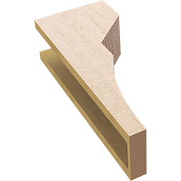Ekena Millwork - CORUR055X08X20MONRCPR - Timberthane Faux Wood Corbel, Monterey Style, 5 1/2"W x 8"D x 20"H, Primed Tan