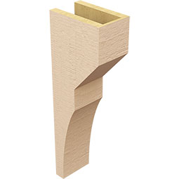 Ekena Millwork - CORUR055X08X24MONRCPR - Timberthane Faux Wood Corbel, Monterey Style, 5 1/2"W x 8"D x 24"H, Primed Tan