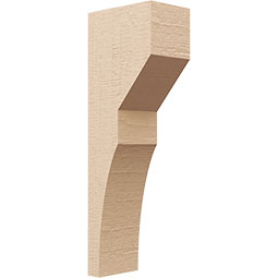 Ekena Millwork - CORUR055X08X24MONRCPR - Timberthane Faux Wood Corbel, Monterey Style, 5 1/2"W x 8"D x 24"H, Primed Tan