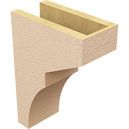 Ekena Millwork - CORUR055X10X14MONRCPR - Timberthane Faux Wood Corbel, Monterey Style, 5 1/2"W x 10"D x 14"H, Primed Tan