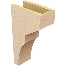 Ekena Millwork - CORUR055X10X18MONRCPR - Timberthane Faux Wood Corbel, Monterey Style, 5 1/2"W x 10"D x 18"H, Primed Tan