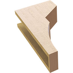 Ekena Millwork - CORUR055X10X18MONRCPR - Timberthane Faux Wood Corbel, Monterey Style, 5 1/2"W x 10"D x 18"H, Primed Tan