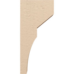 Ekena Millwork - CORUR055X10X22MONRCPR - Timberthane Faux Wood Corbel, Monterey Style, 5 1/2"W x 10"D x 22"H, Primed Tan