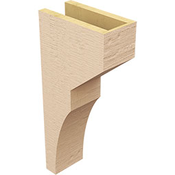 Ekena Millwork - CORUR055X10X22MONRCPR - Timberthane Faux Wood Corbel, Monterey Style, 5 1/2"W x 10"D x 22"H, Primed Tan