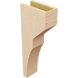 Ekena Millwork - CORUR055X10X26MONRCPR - Timberthane Faux Wood Corbel, Monterey Style, 5 1/2"W x 10"D x 26"H, Primed Tan