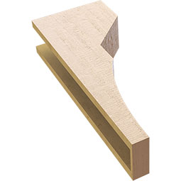 Ekena Millwork - CORUR055X10X26MONRCPR - Timberthane Faux Wood Corbel, Monterey Style, 5 1/2"W x 10"D x 26"H, Primed Tan