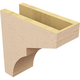 Ekena Millwork - CORUR055X12X12MONRCPR - Timberthane Faux Wood Corbel, Monterey Style, 5 1/2"W x 12"D x 12"H, Primed Tan