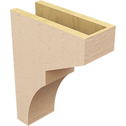 Ekena Millwork - CORUR055X12X16MONRCPR - Timberthane Faux Wood Corbel, Monterey Style, 5 1/2"W x 12"D x 16"H, Primed Tan