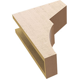 Ekena Millwork - CORUR055X12X16MONRCPR - Timberthane Faux Wood Corbel, Monterey Style, 5 1/2"W x 12"D x 16"H, Primed Tan