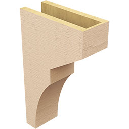 Ekena Millwork - CORUR055X12X20MONRCPR - Timberthane Faux Wood Corbel, Monterey Style, 5 1/2"W x 12"D x 20"H, Primed Tan