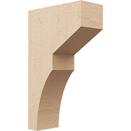 Ekena Millwork - CORUR055X12X20MONRCPR - Timberthane Faux Wood Corbel, Monterey Style, 5 1/2"W x 12"D x 20"H, Primed Tan
