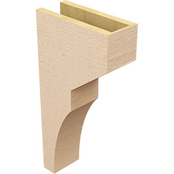 Ekena Millwork - CORUR055X12X24MONRCPR - Timberthane Faux Wood Corbel, Monterey Style, 5 1/2"W x 12"D x 24"H, Primed Tan