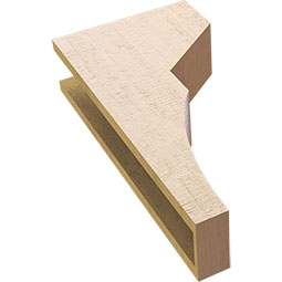 Ekena Millwork - CORUR055X12X24MONRCPR - Timberthane Faux Wood Corbel, Monterey Style, 5 1/2"W x 12"D x 24"H, Primed Tan