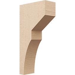 Ekena Millwork - CORUR055X12X24MONRCPR - Timberthane Faux Wood Corbel, Monterey Style, 5 1/2"W x 12"D x 24"H, Primed Tan