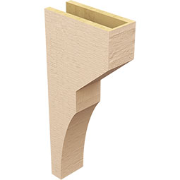 Ekena Millwork - CORUR055X12X28MONRCPR - Timberthane Faux Wood Corbel, Monterey Style, 5 1/2"W x 12"D x 28"H, Primed Tan