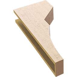 Ekena Millwork - CORUR055X12X28MONRCPR - Timberthane Faux Wood Corbel, Monterey Style, 5 1/2"W x 12"D x 28"H, Primed Tan