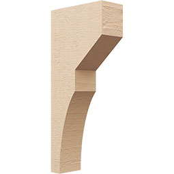 Ekena Millwork - CORUR055X12X28MONRCPR - Timberthane Faux Wood Corbel, Monterey Style, 5 1/2"W x 12"D x 28"H, Primed Tan