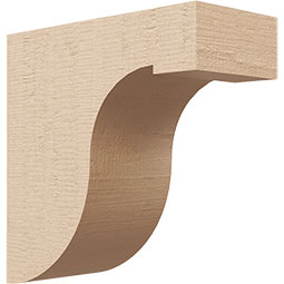 Ekena Millwork - CORUR035X08X08DELRCPR - Timberthane Faux Wood Corbel, Del Monte Style, 3 1/2"W x 8"D x 8"H, Primed Tan