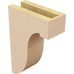 Ekena Millwork - CORUR035X08X12DELRCPR - Timberthane Faux Wood Corbel, Del Monte Style, 3 1/2"W x 8"D x 12"H, Primed Tan