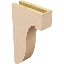 Ekena Millwork - CORUR035X10X18DELRCPR - Timberthane Faux Wood Corbel, Del Monte Style, 3 1/2"W x 10"D x 18"H, Primed Tan