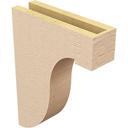 Ekena Millwork - CORUR035X12X16DELRCPR - Timberthane Faux Wood Corbel, Del Monte Style, 3 1/2"W x 12"D x 16"H, Primed Tan