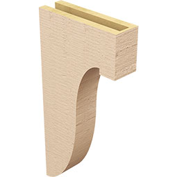Ekena Millwork - CORUR035X12X24DELRCPR - Timberthane Faux Wood Corbel, Del Monte Style, 3 1/2"W x 12"D x 24"H, Primed Tan