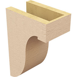 Ekena Millwork - CORUR055X08X12DELRCPR - Timberthane Faux Wood Corbel, Del Monte Style, 5 1/2"W x 8"D x 12"H, Primed Tan