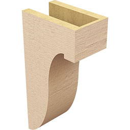 Ekena Millwork - CORUR055X08X16DELRCPR - Timberthane Faux Wood Corbel, Del Monte Style, 5 1/2"W x 8"D x 16"H, Primed Tan