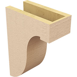 Ekena Millwork - CORUR055X10X14DELRCPR - Timberthane Faux Wood Corbel, Del Monte Style, 5 1/2"W x 10"D x 14"H, Primed Tan