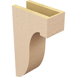 Ekena Millwork - CORUR055X10X18DELRCPR - Timberthane Faux Wood Corbel, Del Monte Style, 5 1/2"W x 10"D x 18"H, Primed Tan