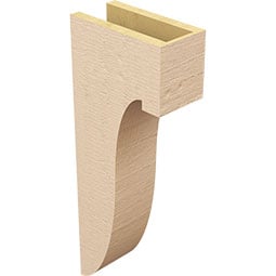 Ekena Millwork - CORUR055X10X26DELRCPR - Timberthane Faux Wood Corbel, Del Monte Style, 5 1/2"W x 10"D x 26"H, Primed Tan