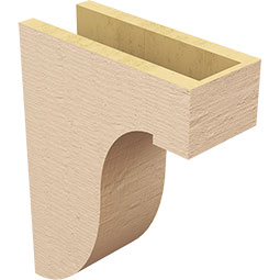 Ekena Millwork - CORUR055X12X16DELRCPR - Timberthane Faux Wood Corbel, Del Monte Style, 5 1/2"W x 12"D x 16"H, Primed Tan
