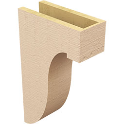 Ekena Millwork - CORUR055X12X20DELRCPR - Timberthane Faux Wood Corbel, Del Monte Style, 5 1/2"W x 12"D x 20"H, Primed Tan