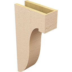 Ekena Millwork - CORUR055X12X24DELRCPR - Timberthane Faux Wood Corbel, Del Monte Style, 5 1/2"W x 12"D x 24"H, Primed Tan