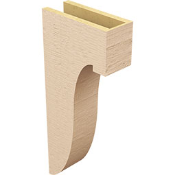 Ekena Millwork - CORUR055X12X28DELRCPR - Timberthane Faux Wood Corbel, Del Monte Style, 5 1/2"W x 12"D x 28"H, Primed Tan