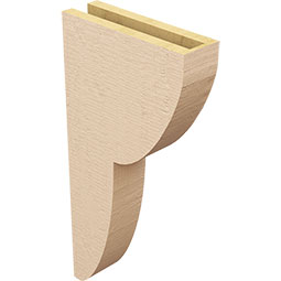Ekena Millwork - CORUR035X12X24CRERCPR - Timberthane Faux Wood Corbel, Crestline Style, 3 1/2"W x 12"D x 24"H, Primed Tan