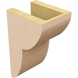 Ekena Millwork - CORUR055X06X10CRERCPR - Timberthane Faux Wood Corbel, Crestline Style, 5 1/2"W x 6"D x 10"H, Primed Tan