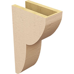 Ekena Millwork - CORUR055X10X18CRERCPR - Timberthane Faux Wood Corbel, Crestline Style, 5 1/2"W x 10"D x 18"H, Primed Tan