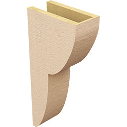 Ekena Millwork - CORUR055X10X22CRERCPR - Timberthane Faux Wood Corbel, Crestline Style, 5 1/2"W x 10"D x 22"H, Primed Tan