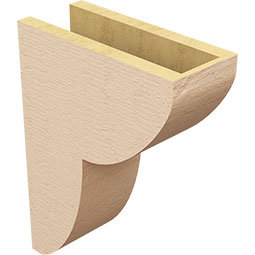 Ekena Millwork - CORUR055X12X16CRERCPR - Timberthane Faux Wood Corbel, Crestline Style, 5 1/2"W x 12"D x 16"H, Primed Tan