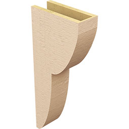 Ekena Millwork - CORUR055X12X28CRERCPR - Timberthane Faux Wood Corbel, Crestline Style, 5 1/2"W x 12"D x 28"H, Primed Tan