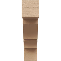 Ekena Millwork - BKTUR035X14X14BOA05RCPR - Timberthane Faux Wood Balboa Style Bracket, Block Ends, 3 1/2"W x 14"D x 14"H, Primed Tan