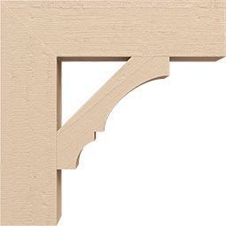 Ekena Millwork - BKTUR035X14X14BOA05RCPR - Timberthane Faux Wood Balboa Style Bracket, Block Ends, 3 1/2"W x 14"D x 14"H, Primed Tan