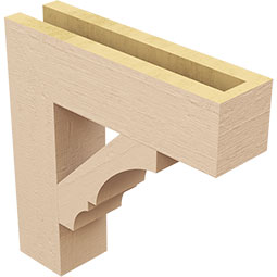 Ekena Millwork - BKTUR035X14X14BOA05RCPR - Timberthane Faux Wood Balboa Style Bracket, Block Ends, 3 1/2"W x 14"D x 14"H, Primed Tan